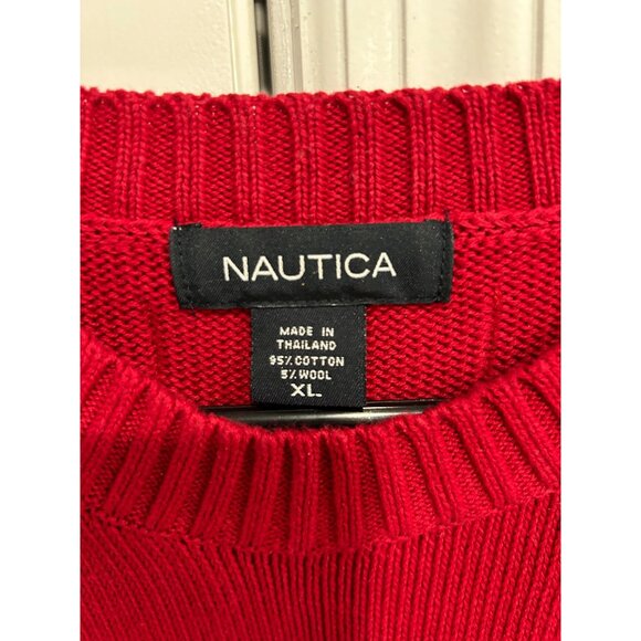 Nautica Red Crewneck Cotton Wool Sweater Sz XL - Picture 5 of 8
